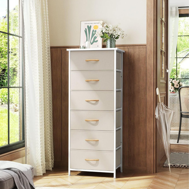 Wynisha Steel 18 W 6 Drawer Dresser Ebern Designs Color Beige